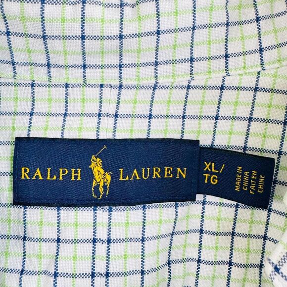 Ralph Lauren Mens Plaid Button Down Shirt White Size XL Summer Casual Office - Picture 3 of 9